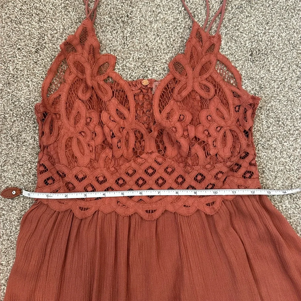 Free People FP One Adella Slip Dress Women’s Large Rust Orange Festival Boho - Picture 9 of 15